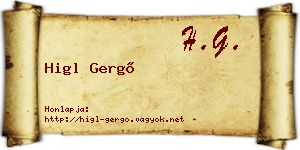 Higl Gergő névjegykártya